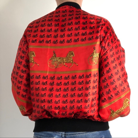 Vintage Mighty Red Satinlike Bomber - Picture 3 of 7